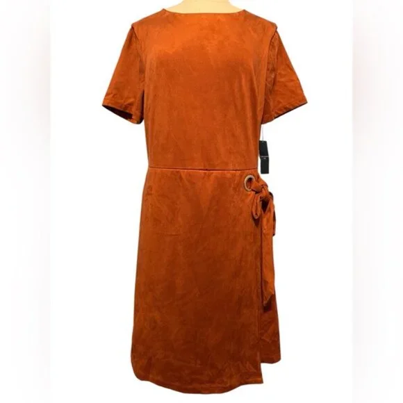 Tahari ASL Women’s Faux Suede Sheath Dress Size 14 Walnut NWT - Picture 2 of 10